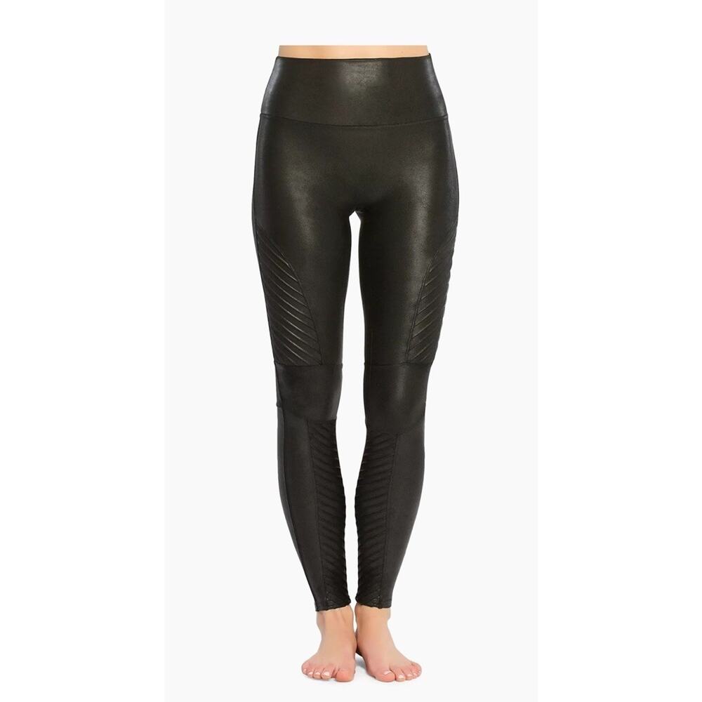SPANX Faux Leather Moto Leggings Full Length Women’s XL